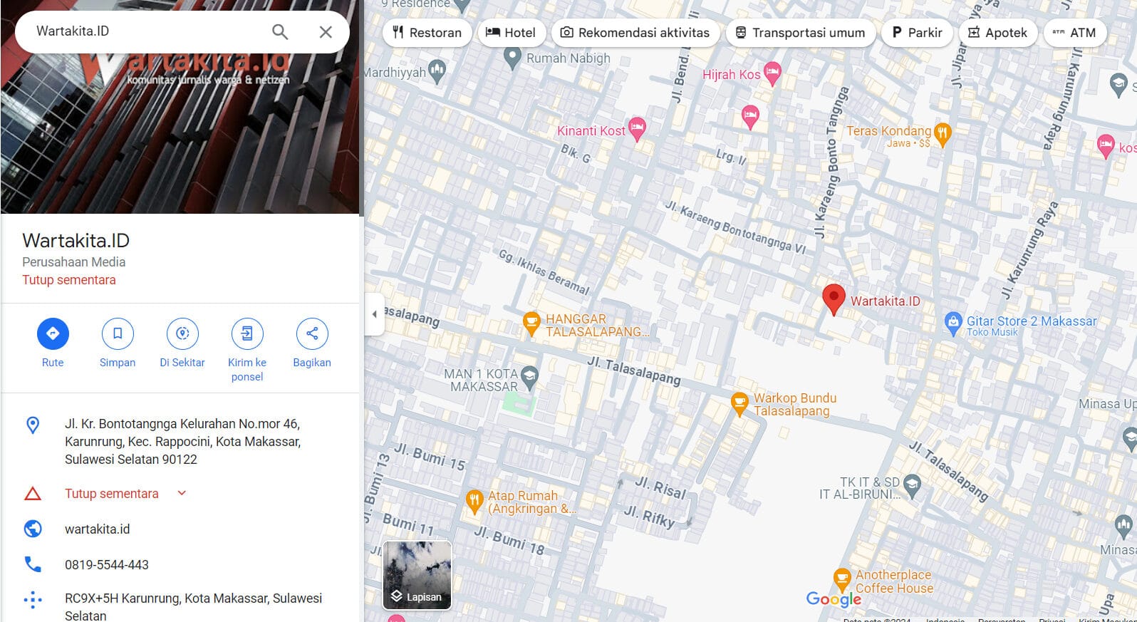 Penipuan lewat google map